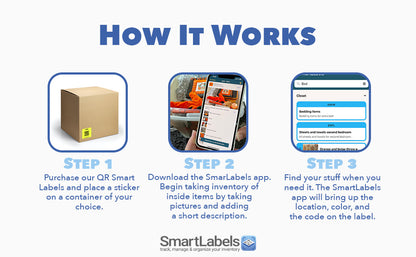 Smart Labels QR Code Stickers Pack of 48 (Original) Made in USA - QR Code Labels for Storage & Inventory Tracking, Storage Unit Organization, App Stickers for Inventory Organization & Moving Supplies